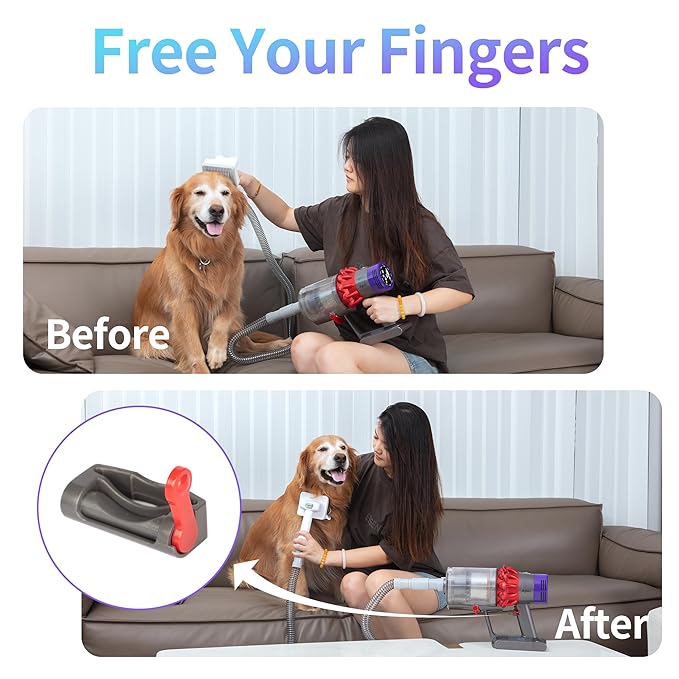 Dog Grooming Vacuum Attachment Kit Pet Vacuum Brush for Shedding Grooming with Slicker Dematting Brush for Cat Dog Hair Remover for Dyson V7 V8 V10 V11 V12 V15