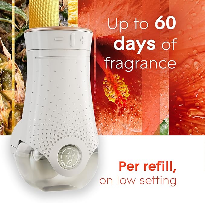 Glade PlugIns Refills Air Freshener Starter Kit Scented and Essential Oils for Home and Bathroom Hawaiian Breeze 4.02 Fl Oz 2 Warmers + 6 Refills