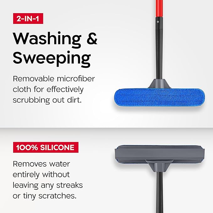 Tyroler Professional Window Squeegee for Home 12-80 Long Squeegee for Window Cleaning 2-in-1 Window Cleaning Squeegee Kit Indoor &amp Outdoor Window Cleaner Tool for High Windows &amp Glass