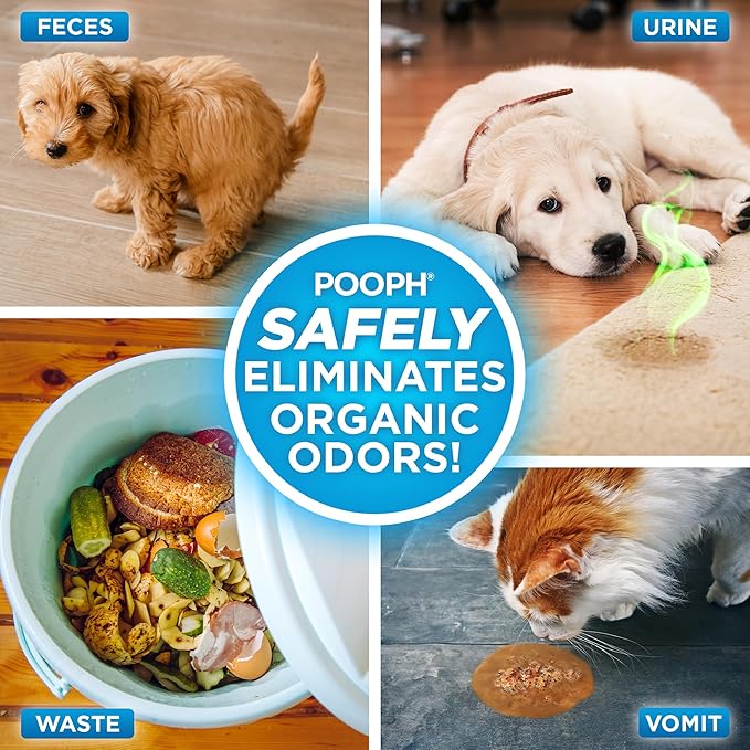 Pooph Pet Odor Eliminator &amp Pooph Laundry Additive - 2-32oz Bottles - Eliminates Odors at the Molecular Level Dogs Cats Freshener Eliminator Urine Poop Pee Deodorizer Puppy Fresh Clean