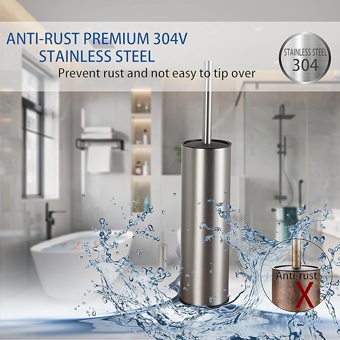 Toilet Brush and HolderStainless Steel Toilet Brushes for Bathroom with Holder 2pack Brushed Nickel
