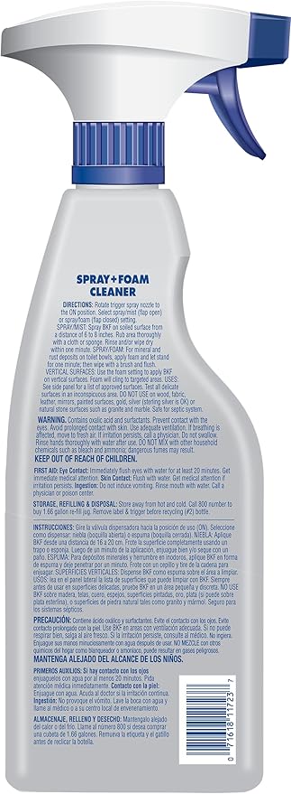 Bar Keepers Friend MORE Spray + Foam Multipurpose Cleaner (2 x 25.4 oz) &amp Dish Fish Dual Sponge for Bathroom Kitchen &amp Outdoor Use on Stainless Steel Aluminum Brass Tile Ceramic Porcelai