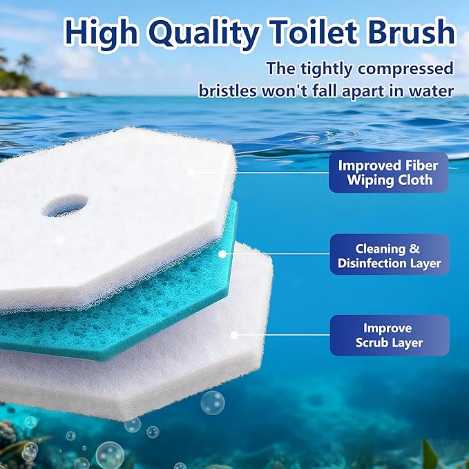 Disposable Toilet Brush with 42 Wand Refills Wall Mounted Toilet Brush and Holder Set - Effortless Disposable Toilet Bowl Cleaner Wand (Rainforest Scent)