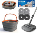 Collapsible Mop and Bucket Set Spin Mop with Separate Dirty and Clean Water 6 Replaceable Mopping Pads with Foldable Handle Deep Cleaning Mops and Buckets for Household Use Floor Cleaning