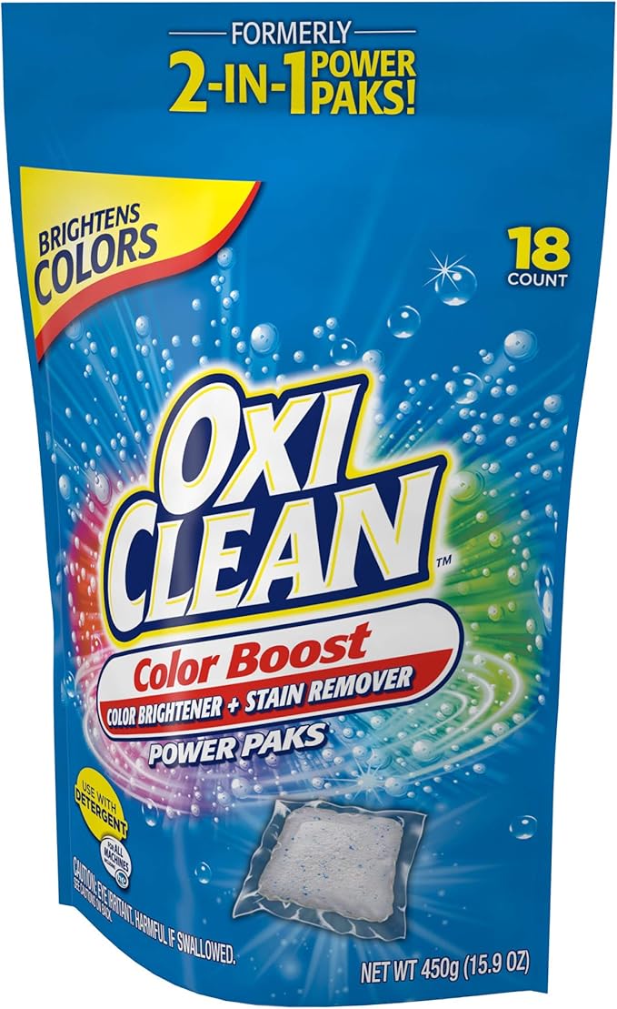 OxiClean Color Boost Color Brightener plus Stain Remover Power Paks 18 Count (Packaging may vary)