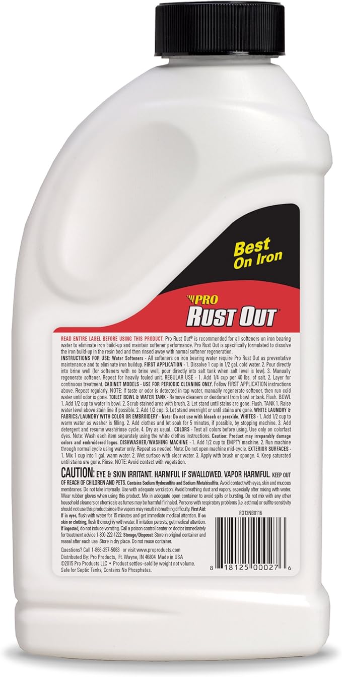 Pro Products RO24B Rust Out Water Softener Cleaner Powder for High Iron 1.375 lb Bottle 6 Pack