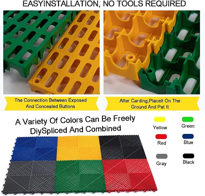 Trench Drainage GrateDrain Covers OutdoorModular Interlocking Mats Multicolor 40x40x3cm 4-20 Pcs Pack 4 Ton Capacity(Grey4 pieces)
