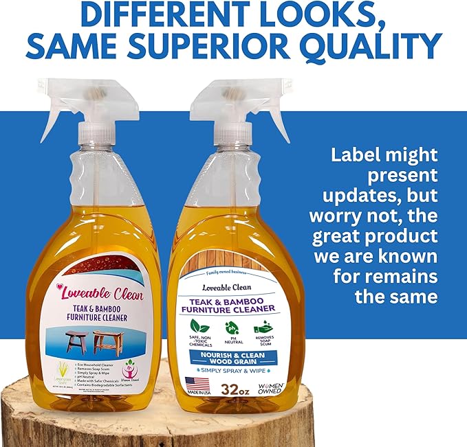 EcoDecors Teak Cleaner Protective Teak Wood Restorer Eco Household Wood Furniture Cleaner Spray bottle For Hardwood &amp Bamboo Furniture – Certified EPA Safer Choice - 32 oz