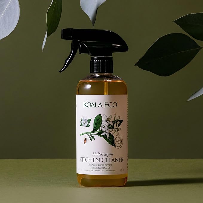Koala Eco Multi-Purpose Kitchen Cleaner Duo - with Australian Lemon Myrtle &amp Mandarin Essential Oil (16oz + 34oz Refill)