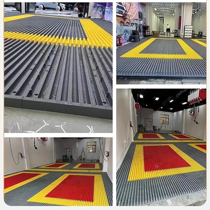 Trench Drainage GrateDrain Covers OutdoorInterlocking Floor TilesModular Multicolor 4-20 Pcs(Grey16 pieces)