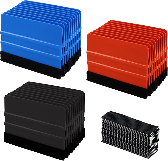 Tint Squeegee 30 Pcs Deformation-Resistant Vinyl Squeegee with Fabric Felt Edge and Removable Felt Pad Prevents Scratches and Scuffs 4x2.9 Inches for Window Tinting Car Film or Poster Application