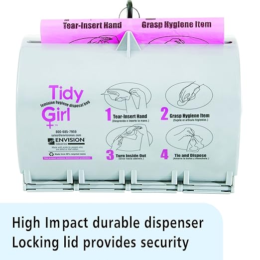 Stout by Envision TGUF TidyGirl Feminine Disposal Bag Dispenser Antimicrobial additive Odor control 30% recycled content Made in America