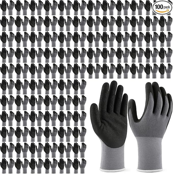 100 Pairs Warehouse Gloves Bulk Safety Work Microfoam Nitrile Coated Seamless Knit Nylon Glove for Men(XL)