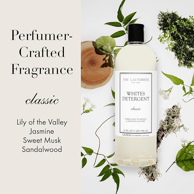 The Laundress Whites Detergent Concentrated Laundry Detergent Liquid Whiten &amp Brighten Clothes Tough on Stains Classic Scent 32 oz.