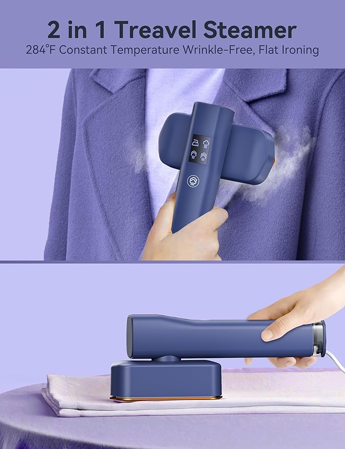 Sundu Portable 2-in-1 Travel Steamer&ampIron 25 Min Powerful Continuous Steam1200W&amp4 Modes Light Steam Iron for Travel&ampHome(Vibrant Blue)