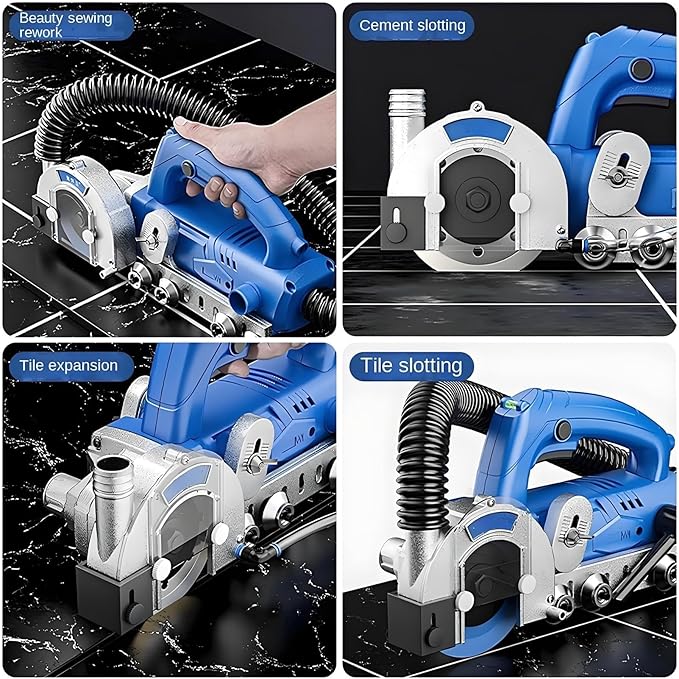 Automatic Grout Cleaner 1200W - Electric Tile Joint Cleaning Machine With Integrated Vacuum 9000r/min Includes Saw Blades Professional Grade For Grout Removal(220V1.2mm)