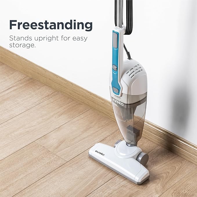 Eureka Corded Stick Vacuum Cleaner for Home Pet Hair Lightweight Stick Vacuum Cleaner with Powerful Suction for Carpet Tile and Hard Floor Aqua Blue 3-in-1 Handheld Vac NES100