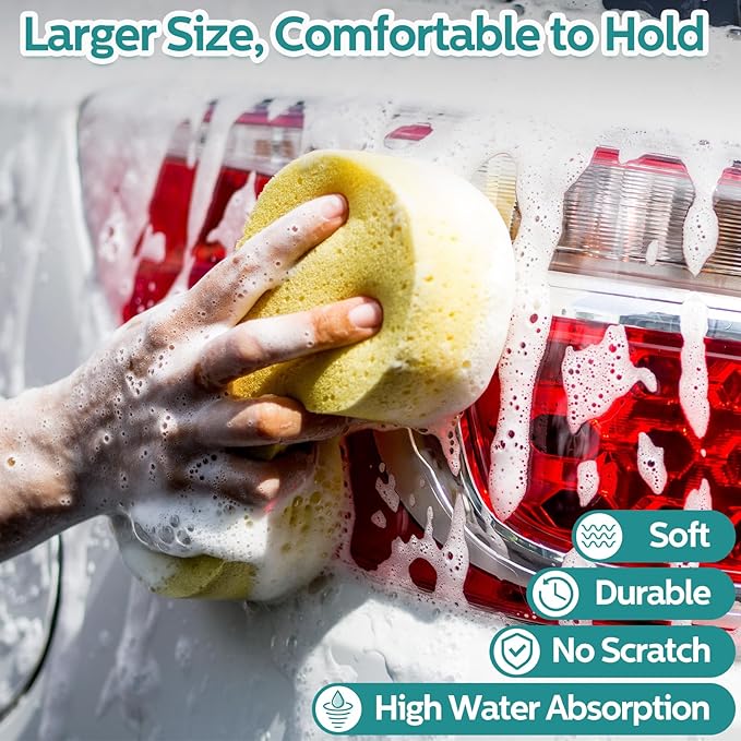 Dandat 30 Pcs Large Car Wash Sponge Multi Purpose Cleaning Scrubber Non Scratch Thick Dish Household Cleaning Sponge Foam Washing Pad Handy Scrubber for Car Mix Colors