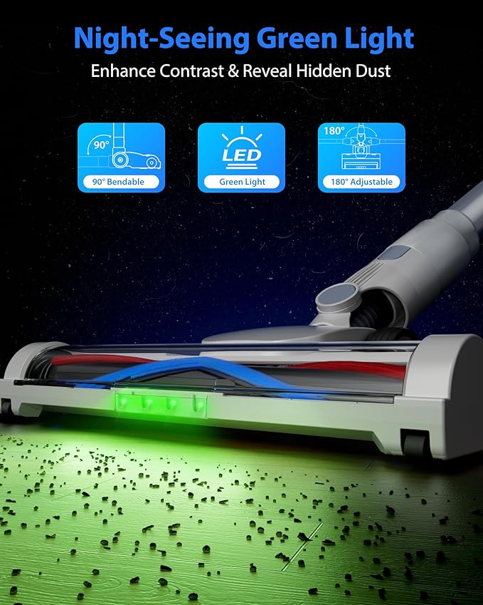 Cordless Vacuum Cleaner 45KPA Stick Vacuum Cleaners for Home 6-in-1 Rechargeable Lightweight Vacuum Up to 35Mins Runtime with Powerful Suction for Carpets Pet Hair Hardwood Floors
