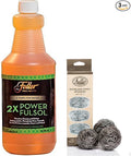 Fuller Brush 2X Power Fulsol Degreaser Kit – Heavy-Duty Cleaner Concentrate + 3 Stainless Steel Scrubbers – Cuts Grease Oil &amp Grime (Degreaser with Scrubber)