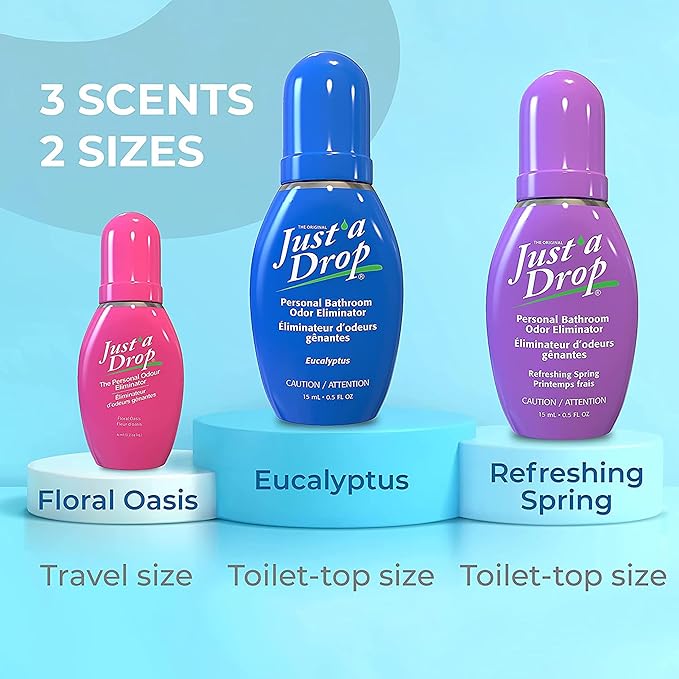 Prelam Just a Drop Odor Eliminator Set - Before You Go Toilet Freshener - Deodorizer Odor Eliminator - Toilet Bowl Freshener for Poop - 3 pc