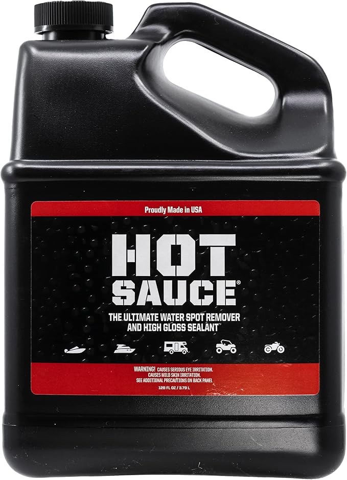 Boat Bling HS-0128 Hot Sauce Hard Water Spot Remover Gallon Refill for Boats RVs Powersport Vehicles and More Black1 Gallon