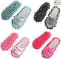 4 Pairs Washable Mop Slippers for Floor Cleaning Microfiber Slippers Floor Cleaning Mop Shoes Anti-Slip Detachable Funny Clean Dusting Slipper for Women Home Office Kitchen Floors Dust Dirt