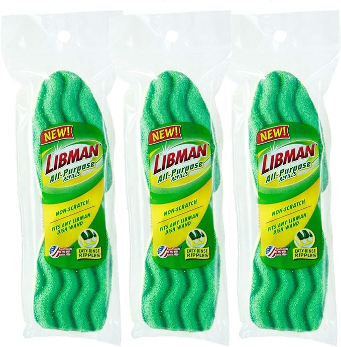 Libman 1484 All-Purpose Scrubbing Dishwand Refills 3 Pack of 2 Sponges Each for 6 Total Sponges