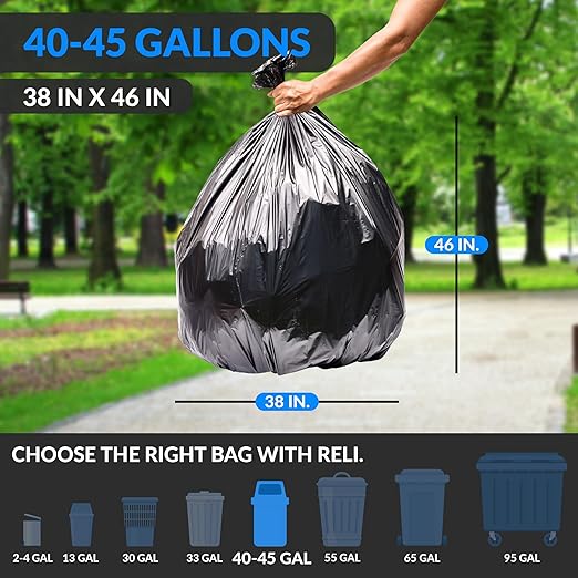 Reli. Thank You T-Shirt Bags (350 Ct) &amp 40-45 Gal Trash Bags (250 Bags)