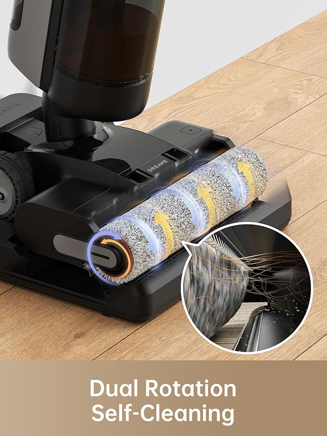 DREAME H13 Pro Wet Dry Vacuum Cleaner Smart Floor Cleaner Vacuum Mop for Hard Floors 140°F Brush Wash Hot Air &amp Dual Rotation Self-Cleaning GlideWheel Power System Great for Sticky Messes