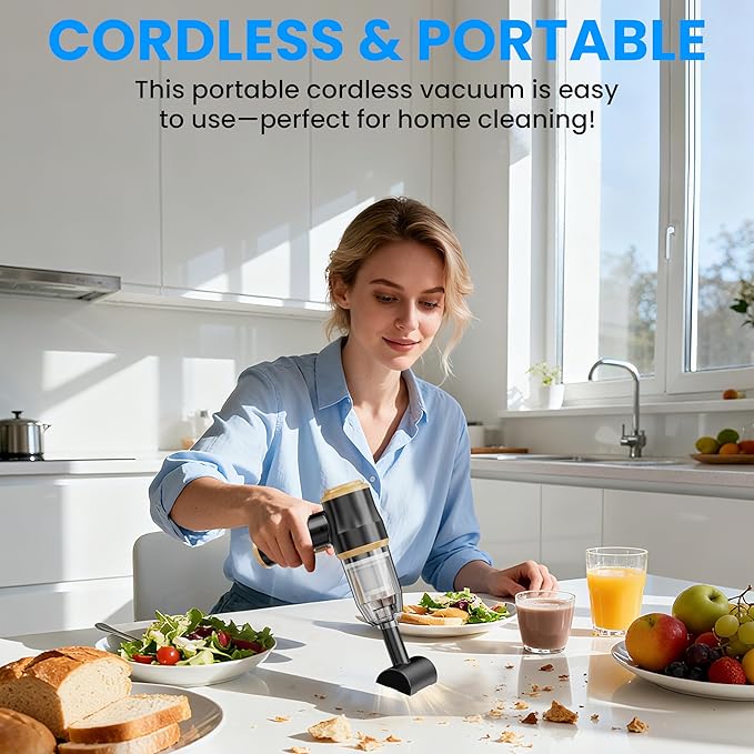 Mini Car Vacuum 15000Pa Portable Cordless Handheld Vacuum Cleaner and Air Duster with 2 Filter for Car Sofa Office Pet Home