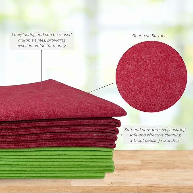 10 Pack Extra Large Original German Holiday Shammy Cloths Chamois Towels Super Absorbent for Pets Parenting Tool Cleaning for Home and Commercial Use Wholesale Bulk (Red and Green)