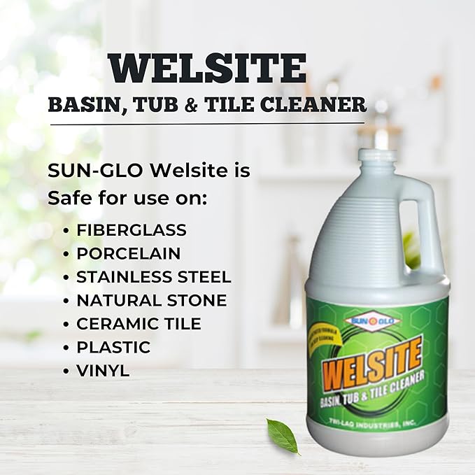 Sun-Glo Welsite Basin Tub &amp Tile Cleaner Premium Restroom Shine (4x1 Gallon Case)