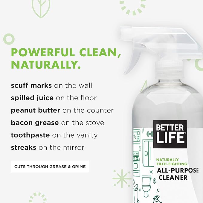 Better Life All Purpose Cleaner Unscented 32 Fl Oz Pack of 2 + Toilet Bowl Cleaner 24 Fl Oz Pack of 1