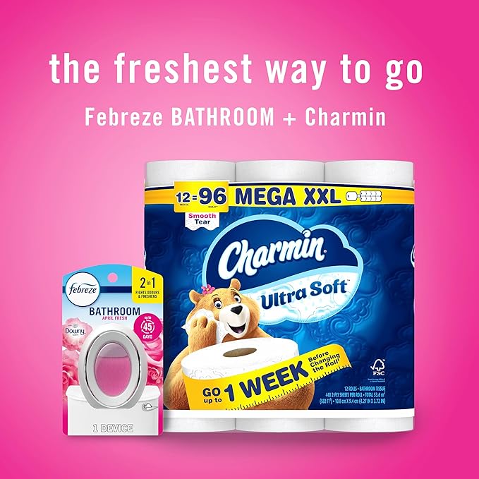 Febreze Bathroom Air Freshener Odor-Fighting Plug-In Alternative Home Bathroom &amp Kitchen Use Downy April Fresh Scent 6 Count