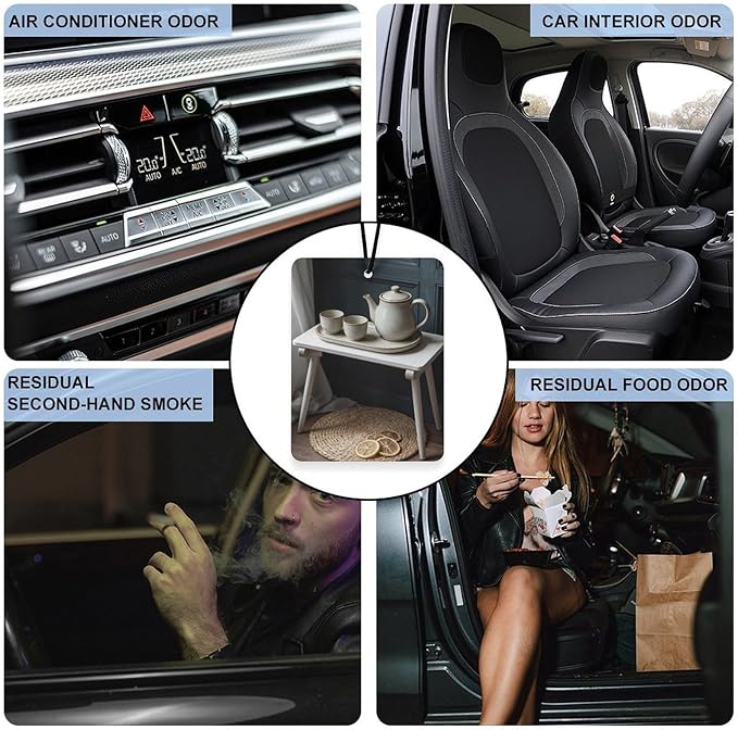 5PCS Car Air Freshener Hanging Personalized Double Sided Tea Set Lemons Car Fresheners Long Lasting New Cars Scents Cute Automotive Freshies for Closets Drawers (tea)