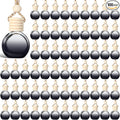 BBTO 100 Pcs Car Air Fresheners Diffuser with Wooden Cap Empty Aromatherapy Diffuser Clear Car Fragrance Holder Pendant Hanging Perfume Fresheners Bottles for Decor (BlackRound)