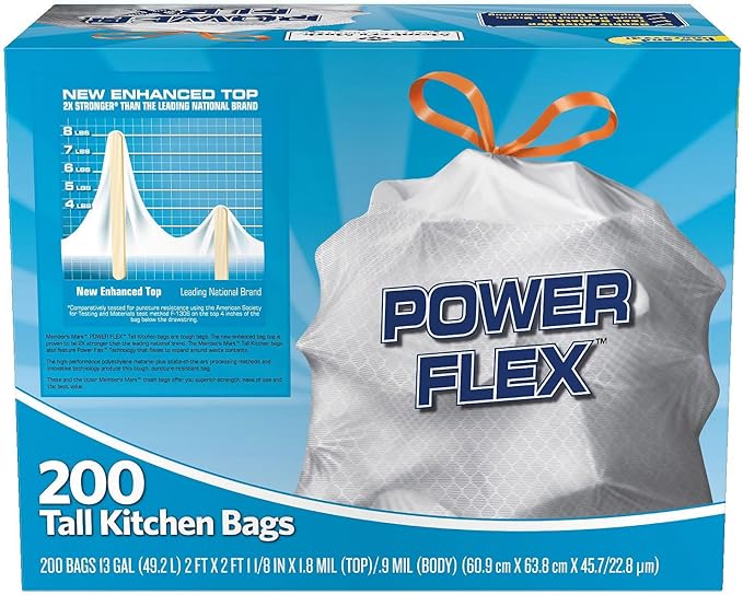 Member's Mark Power Flex Tall Kitchen Simple Fit Drawstring Bags (Original)