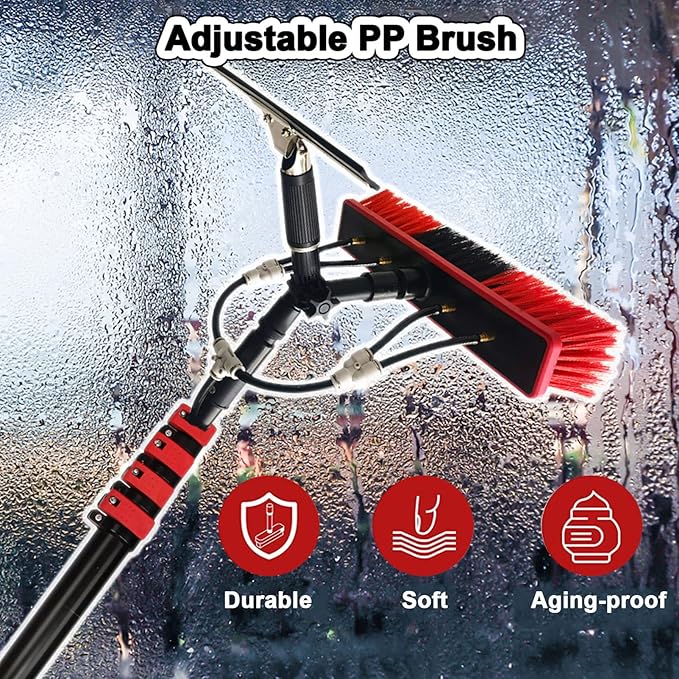 18FT-36FT Window Cleaning Pole Window Washing KitTelescopic Brush Extendable Cleaner Conservatory RoofCleaning Photovoltaic and Solar Panels