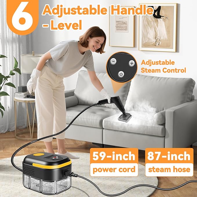 KingSom Handheld Steam Cleaner6-Level Adjustable Handle Steam Cleaner for Home2500W High Pressure steam Cleaner for Cleaning10s Fast Heat-Up47.3oz Tank10 IN 1 Portable Steam Cleaner for Car