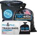95-96 Gallon Trash Bags | 180 Bags ValuePack | Heavy Duty Black Garbage Bags Puncture-Resistant Large Plastic Liners Fits Rollaway Cans &amp Drums 95-100 Gallon Value Pack for Serious Cleanup
