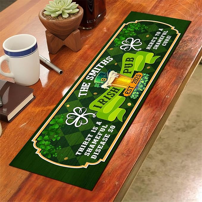 THUYPT Personalized Irish Bar Mat St Patrick's Day Decorations Kitchen Counter Irish Bar Dish Drying Mat Patrick's Lucky Shamrock Quick Drying Spill Mats (13)