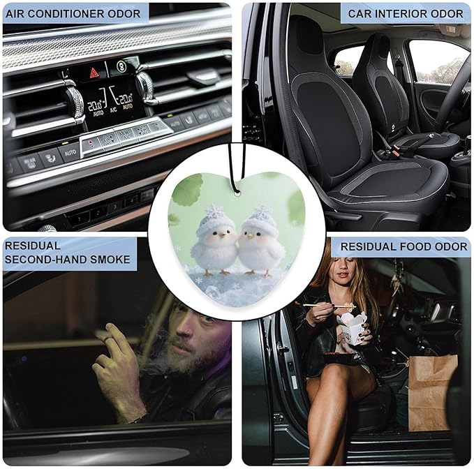 5PCS Car Air Freshener Hanging Personalized Double Sided Snowy Chicks Car Fresheners Long Lasting New Cars Scents Cute Automotive Freshies for Closets Drawers (tea)
