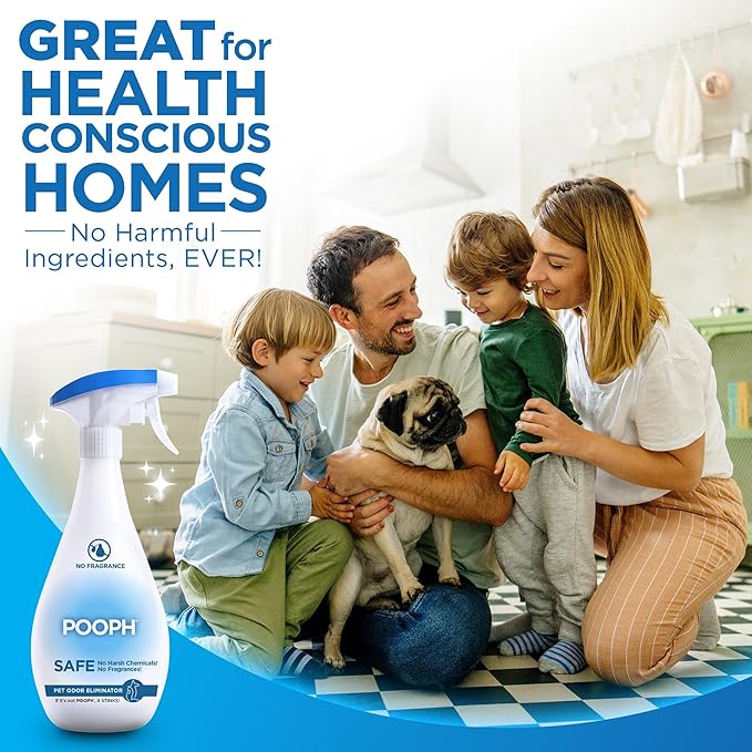 Pooph Pet Odor Eliminator 32oz Spray 2-Pack - Eliminates Odors at the Molecular Level Dogs Cats Freshener Eliminator Urine Poop Pee Deodorizer Natures Puppy Fresh Clean Furniture Potty