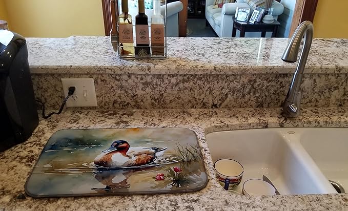 Caroline's Treasures DAC3197DDM Canvasback Dish Drying Mat Absorbent Dish Drying Mat Pad for Kitchen Counter Dish Drainer Mat for Countertop 14 x 21 Multicolor