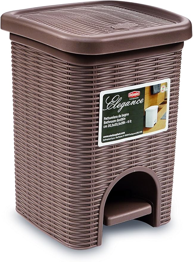Stefanplast Elegance Bathroom Dustbin Dove Grey 20.5 x 20.5 x 28 cm