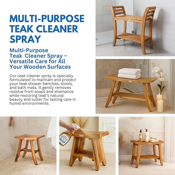 EcoDecors Teak Cleaner Protective Teak Wood Restorer Eco Household Wood Furniture Cleaner Spray bottle For Hardwood &amp Bamboo Furniture – Certified EPA Safer Choice - 32 oz