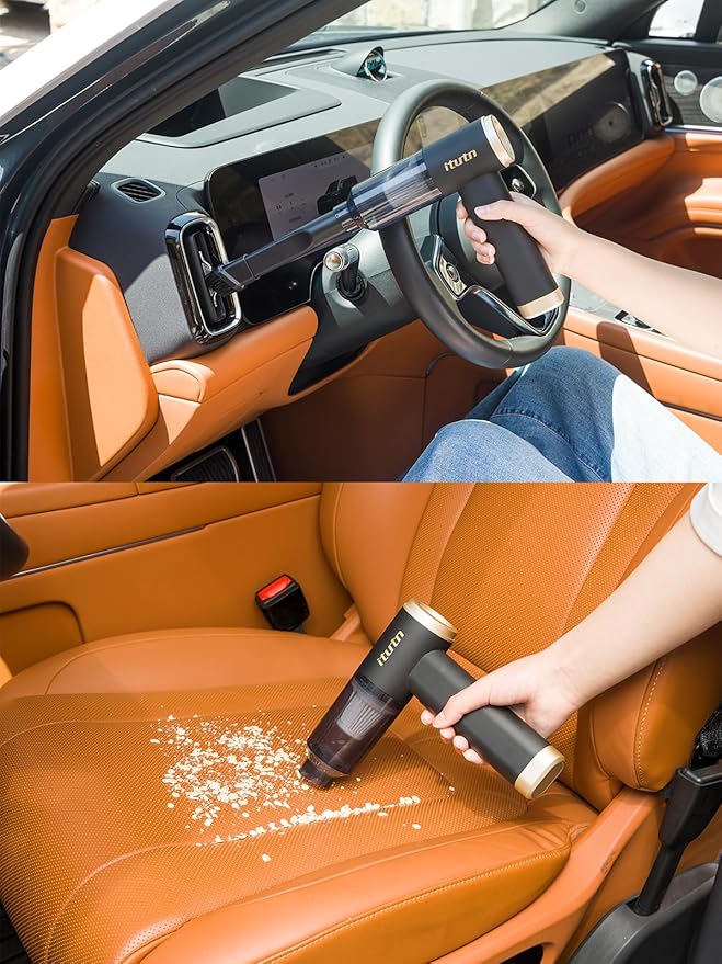 Mini Car Vacuum Cleaner 15000PA Powerful Suction Portable Cordless Vacuum for Car Handheld Small Vacuum Cleaner &amp Air Duster for Home DeskPC Keyboard (Mini Vacuum + 11 attachments)