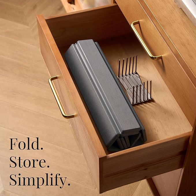 Diatomaceous Stone Dish Drying Mat with Collapsible Steel Rack - Quick Dry Kitchen Counter Set Space Saving Foldable Dryer