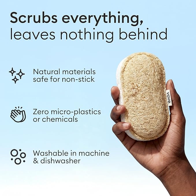 Vove Scrub Sponges 8 Pack - Loofah &amp Cellulose Sponges with Cotton Natural Eco Friendly Kitchen &amp Dish Sponges Scouring Scrubbers for Household Cleaning FSC-Certified Packaging